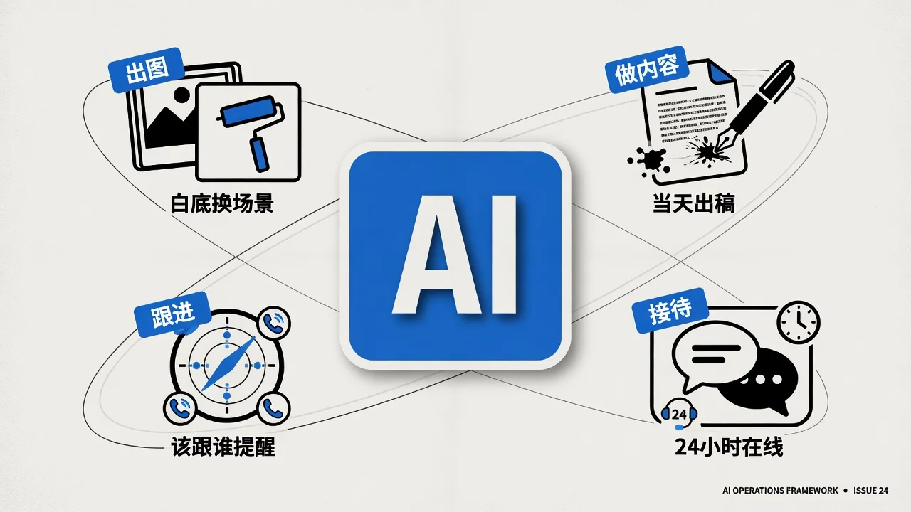 AI在家居销售的出图、内容、接待、跟进四个环节各管一摊标准活