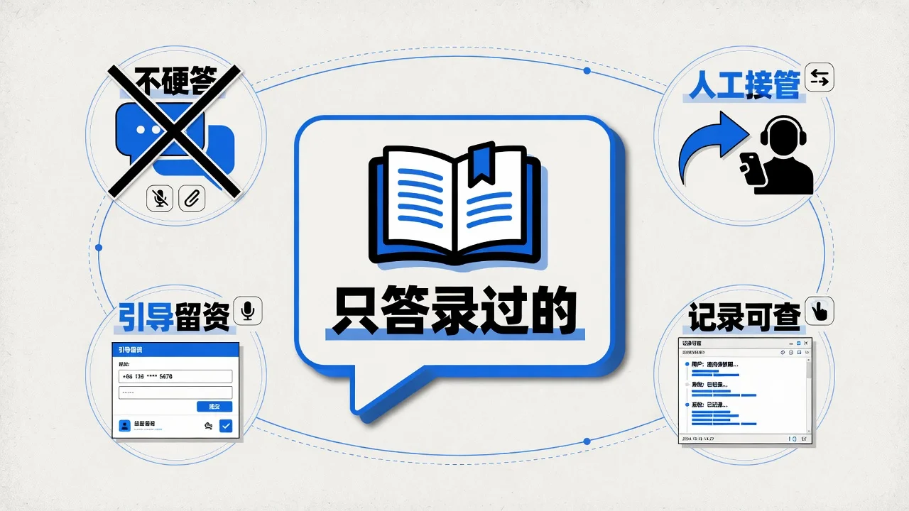 AI导购只回答知识库里录过的产品资料,答不上就引导客户留联系方式