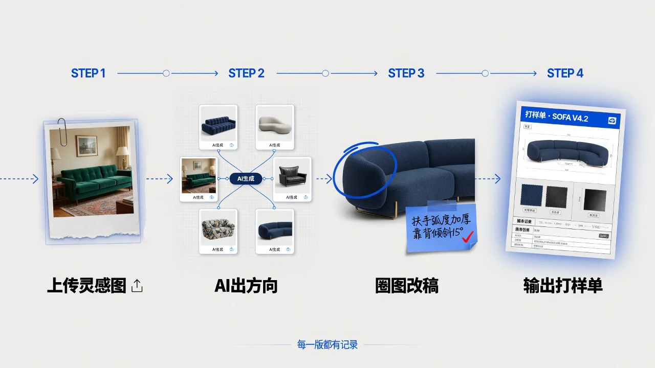 进界AI设计工作台的完整链路:从一张灵感图到一张打样单