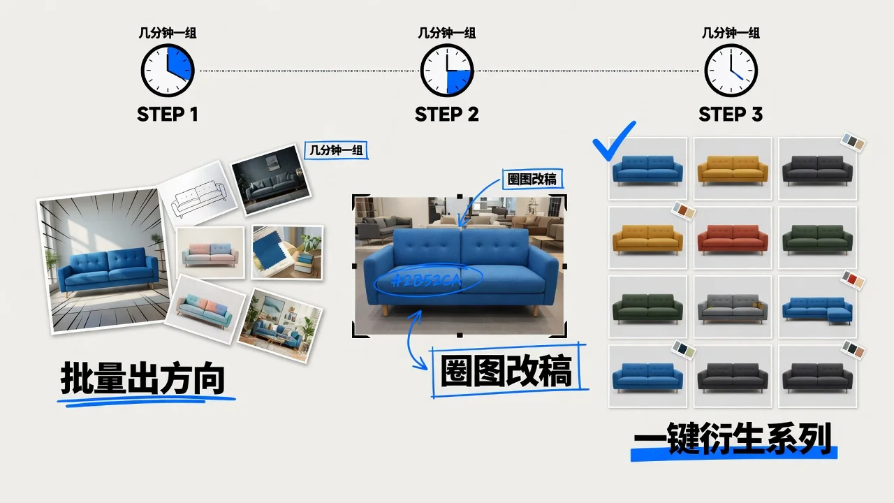 设计师在工作台里的一天:出方向、圈改、衍生系列全提速