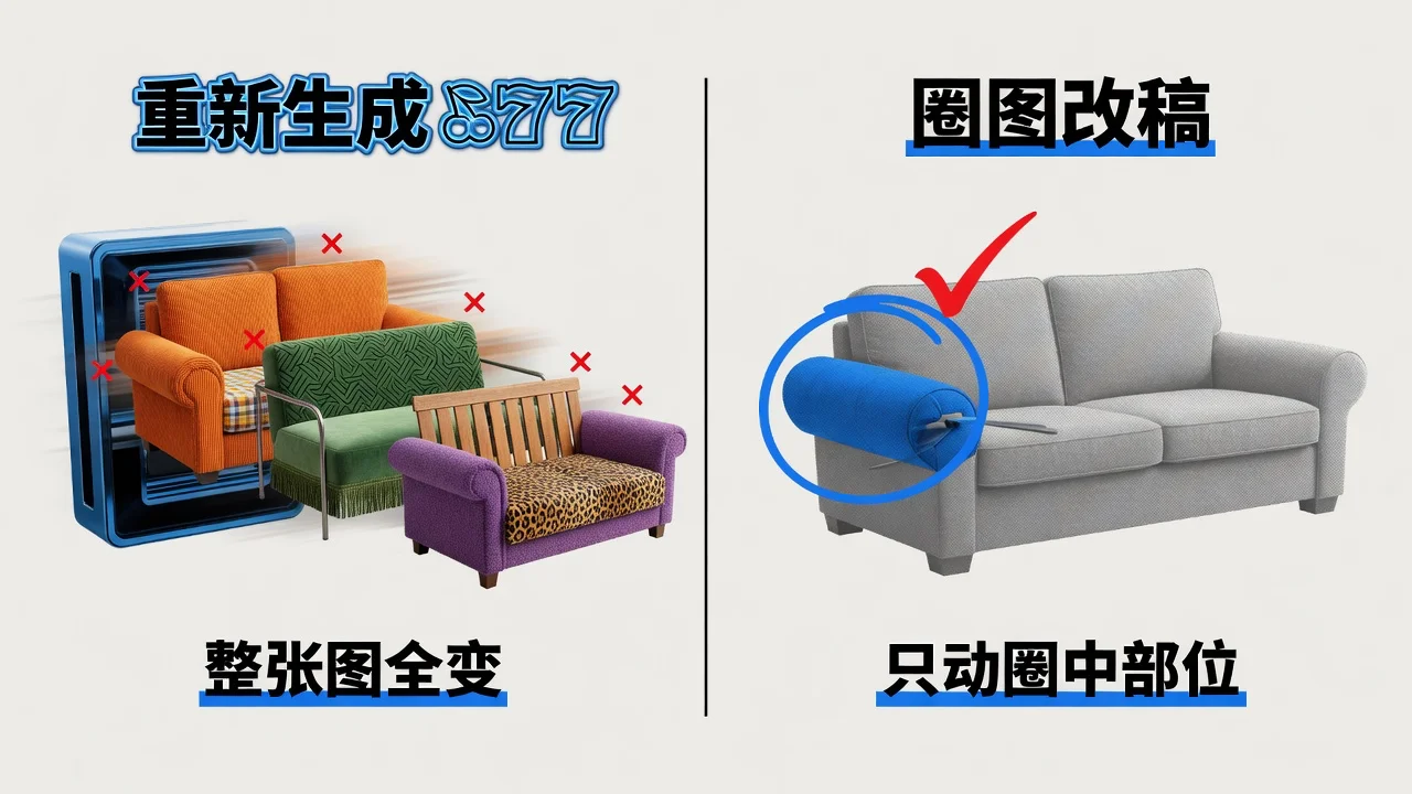 通用AI工具改稿像重新抽卡，整张图跟着变