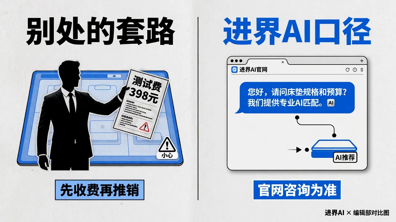 AI选床体验的安排以官网公布为准，通过官网咨询是唯一入口，没有中间加价环节。