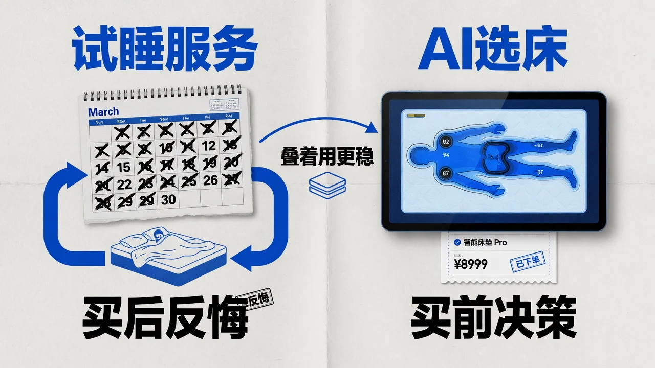 试睡是买后反悔机制,AI选床是买前决策工具,先用数据选对,再用试睡兜底。