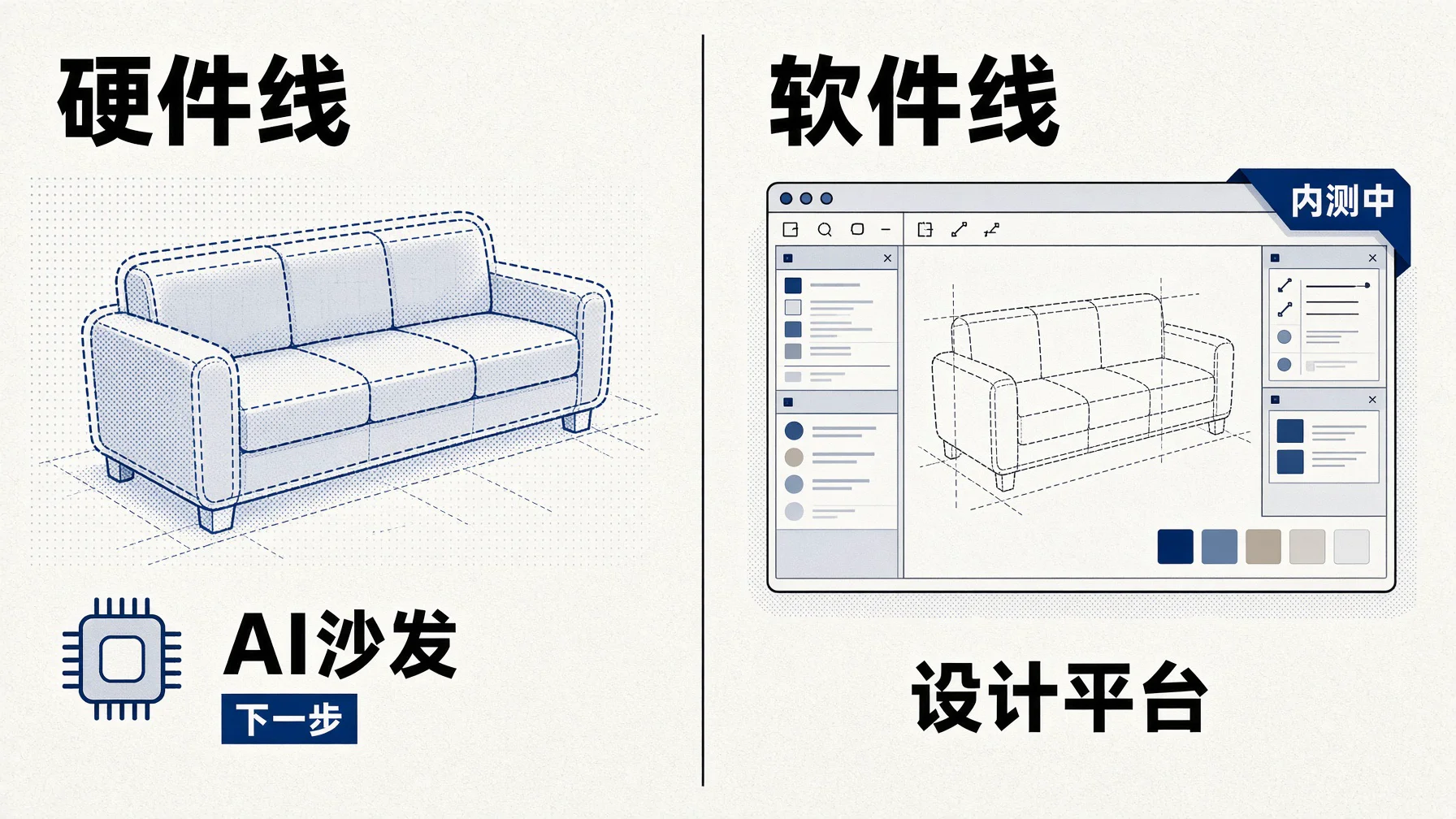进界AI公开的新方向是AI沙发和内测中的设计平台,不吹没定型的东西
